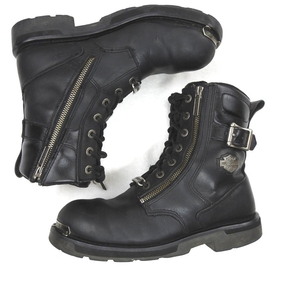 Harley-Davidson Shoes - Harley-Davidson Black Boots Dual Side Zippers